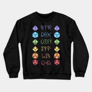 Character Abilities Dice Rainbow Crewneck Sweatshirt